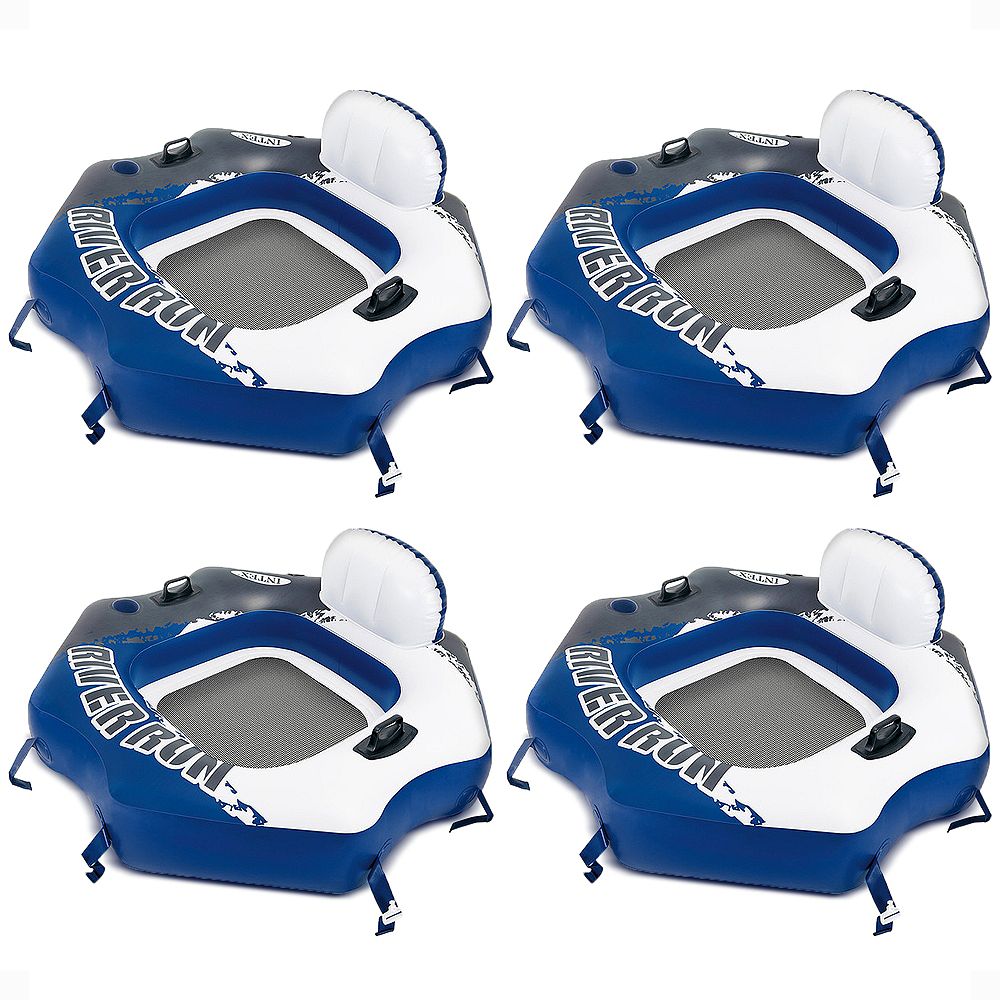 Intex River Run Connect Vinyl Lounge Inflatable Floating Water Tubes (4 Pack)