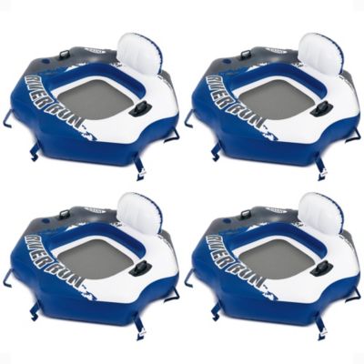Intex River Run Connect Vinyl Lounge Inflatable Floating Water Tubes (4 Pack)