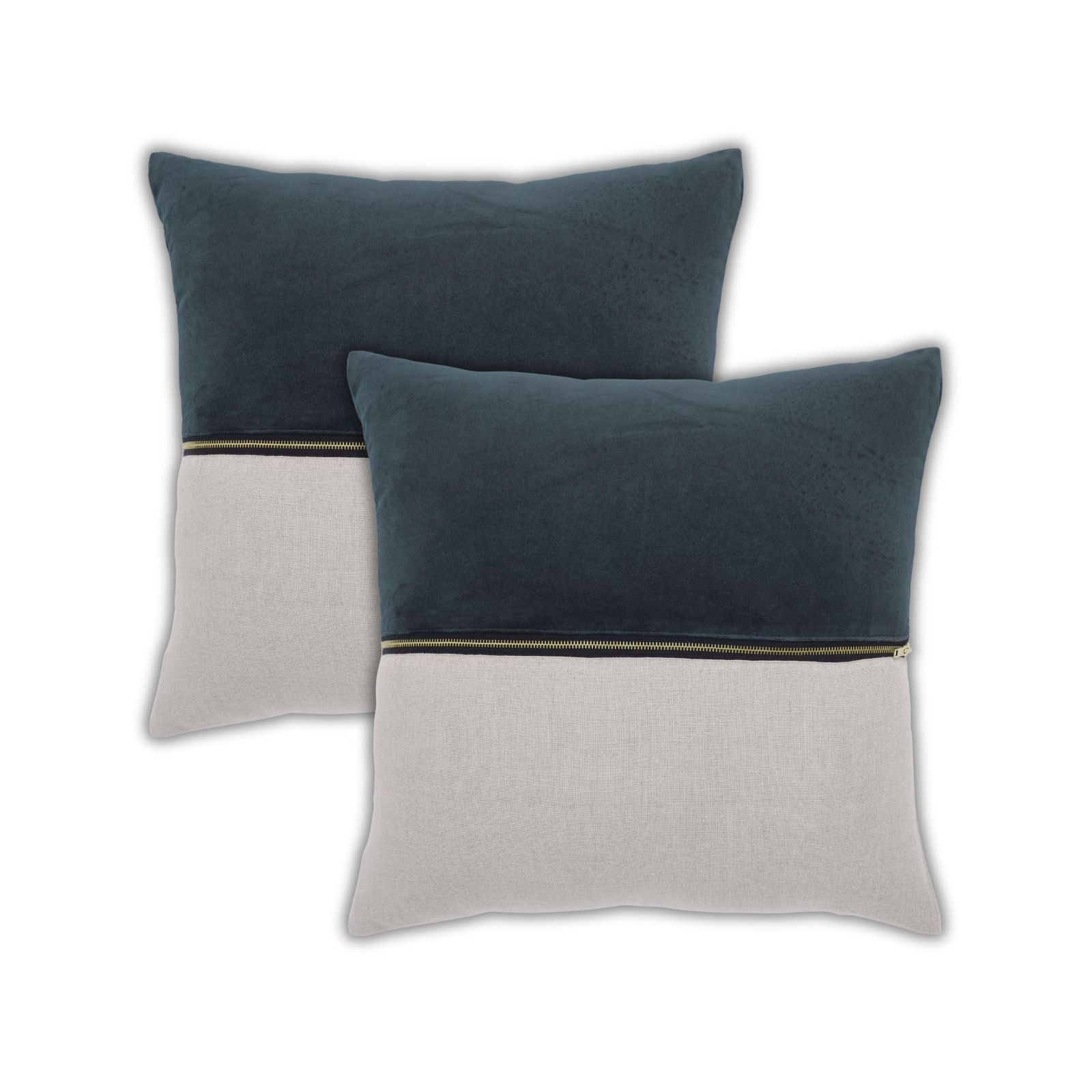 IHI Home Layla Velvet Linen Zipper Throw Pillow Covers, 20"x 20", Set of 2