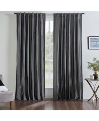 Valencia Faux Silk Taffeta Curtain Panel - with Heavy  Interlining, Rod Pocket with Hidden Back Tabs