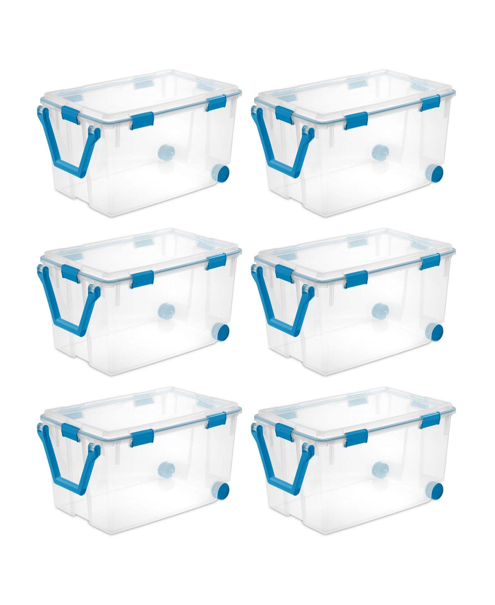 Контейнер для хранения Sterilite 120Qt Clear Plastic Wheeled с крышкой, 6 шт