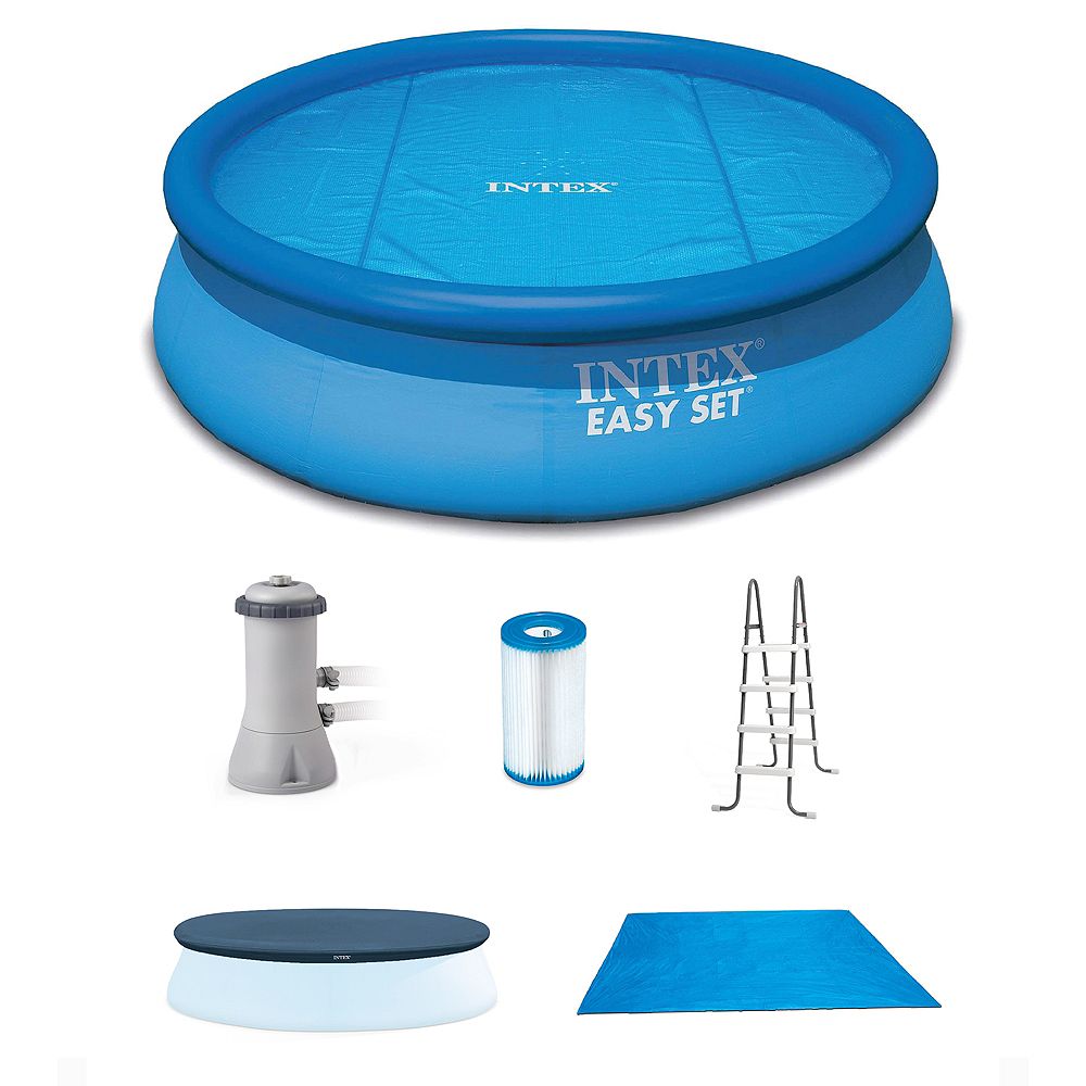 Intex Надувной бассейн Easy Set 15ft x 48in с насосом и солнечным покрывалом