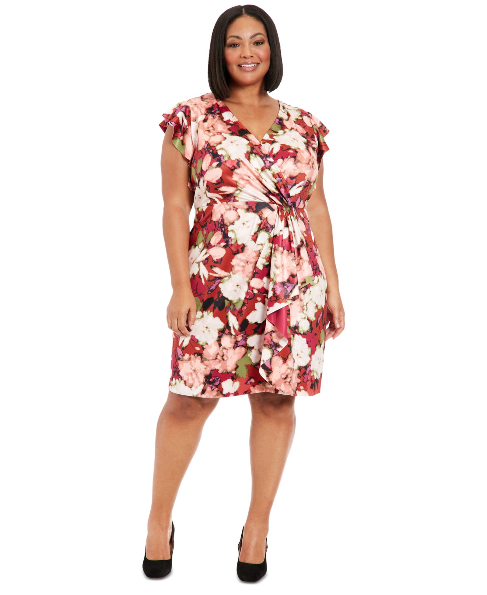 Платье London Times Plus Size Floral Cascade Sheath