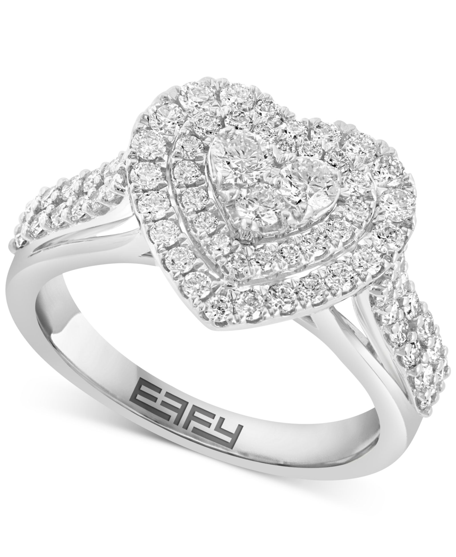 Кольцо EFFY® Diamond Heart Halo Cluster Ring (1-1/20 ct. t.w.) в 14k White Gold