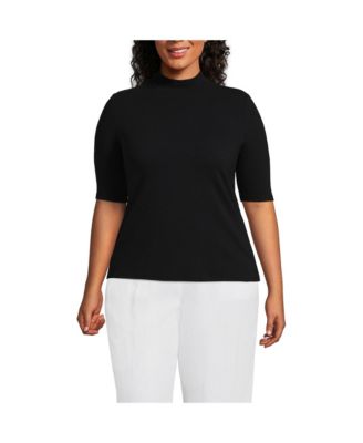 Lands' End Plus Size Wide Rib Mock Turtleneck