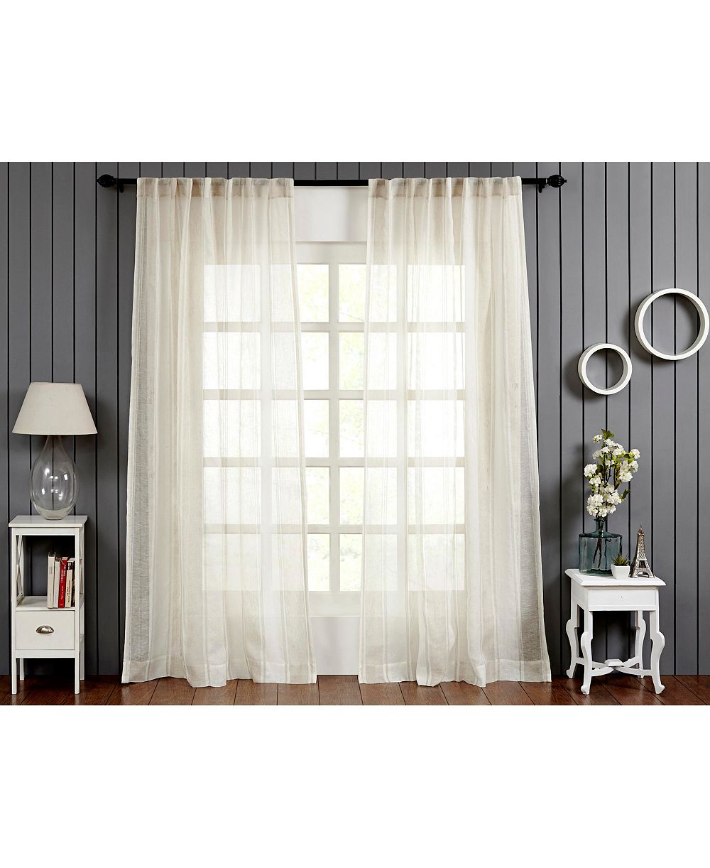 Lurex Linen  Sheer Curtain Panel - Rod Pocket and Hidden Back Tabs