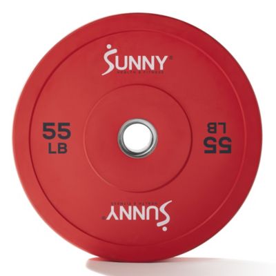Sunny Health & Fitness Elite 2-inch Rubber Olympic Bumper Weight Plate LB Color Coded with Steel Hub
