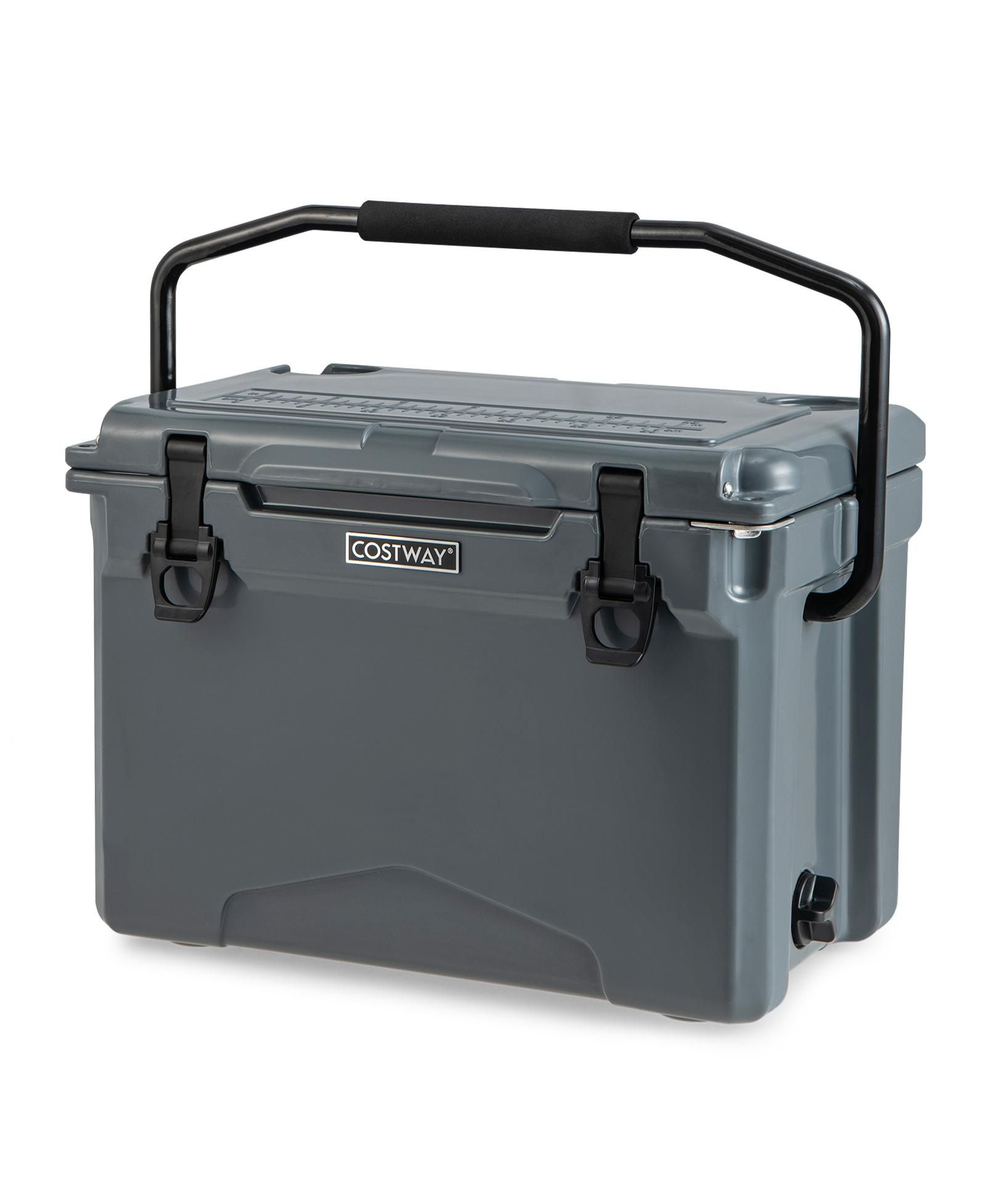 25 Quart Ice Cooler Box with Aluminum Handle and Built In Cup Holders
