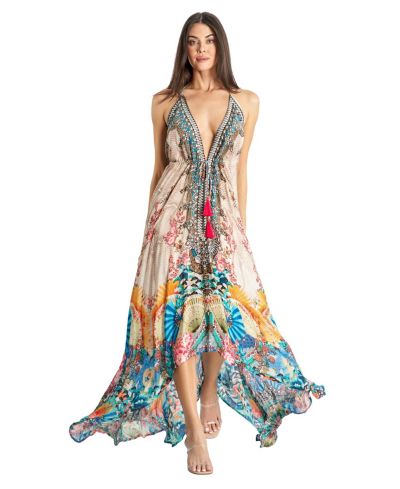 La Moda Clothing Women's Maxi Halterneck Dress