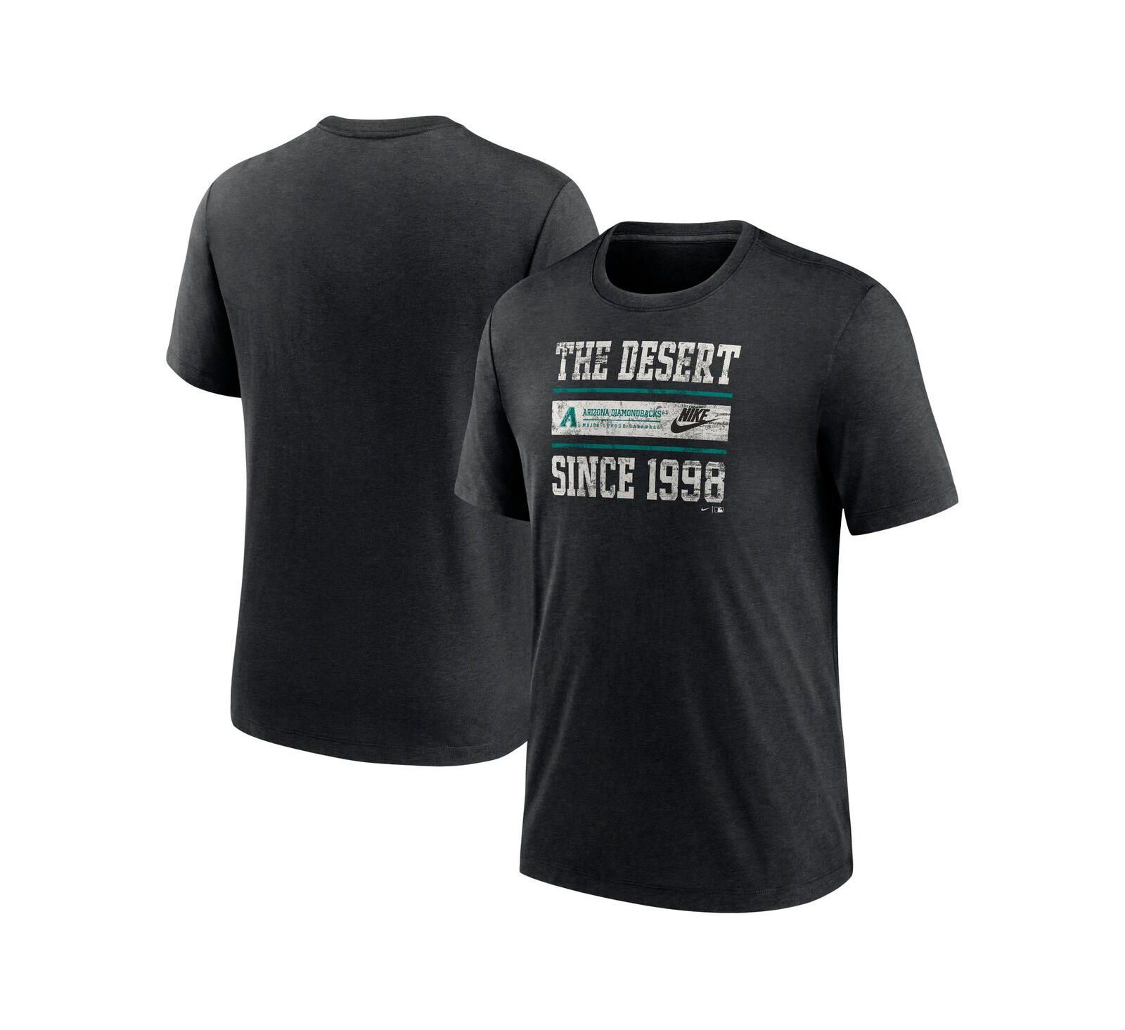 Мужская футболка Nike Heather Black Arizona Diamondbacks Cooperstown Collection Local Stack Tri-Blend