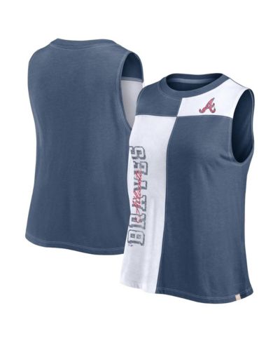 Fanatics Women's Navy/White Atlanta Braves Color-Block Tank Top