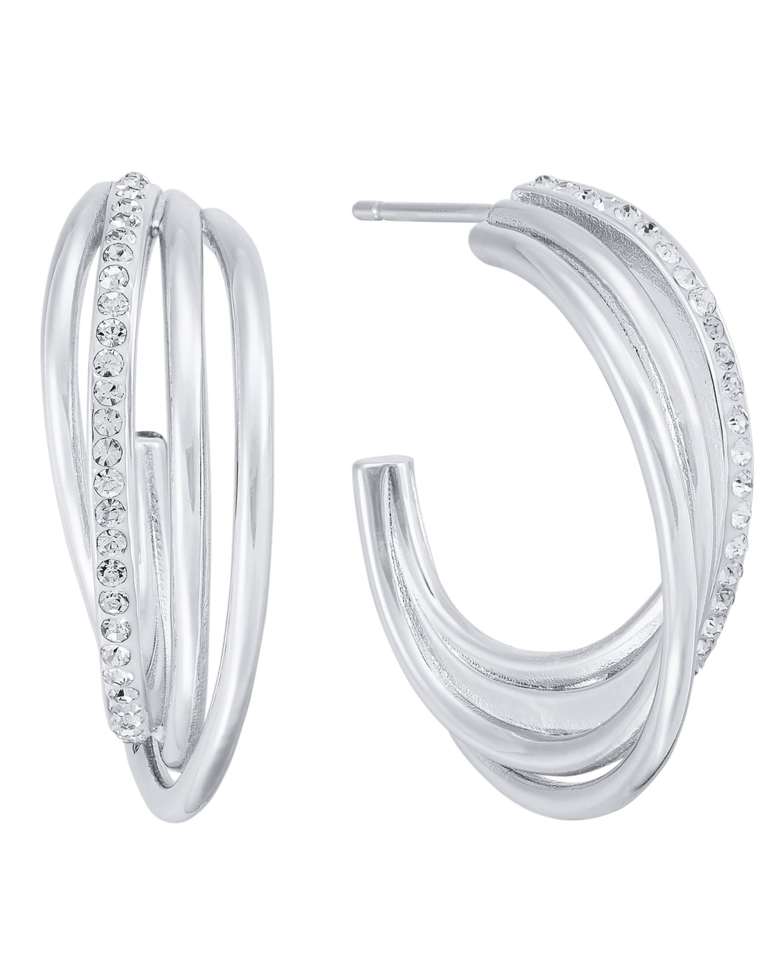 Серьги-кольца And Now This Clear Crystal Multi Row Hoop
