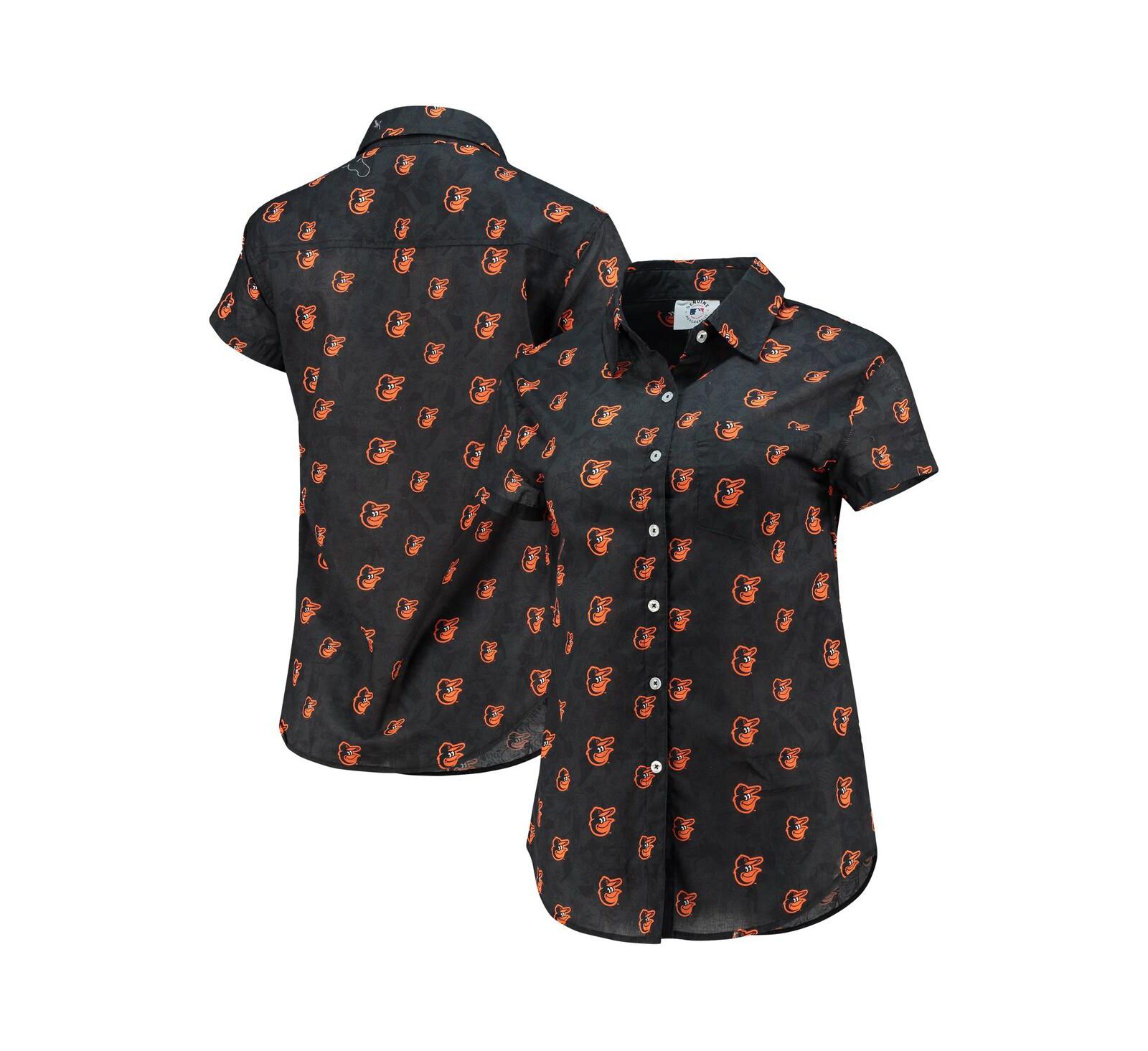 Женская рубашка FOCO Women's Orange Baltimore Orioles Floral Button Up Shirt