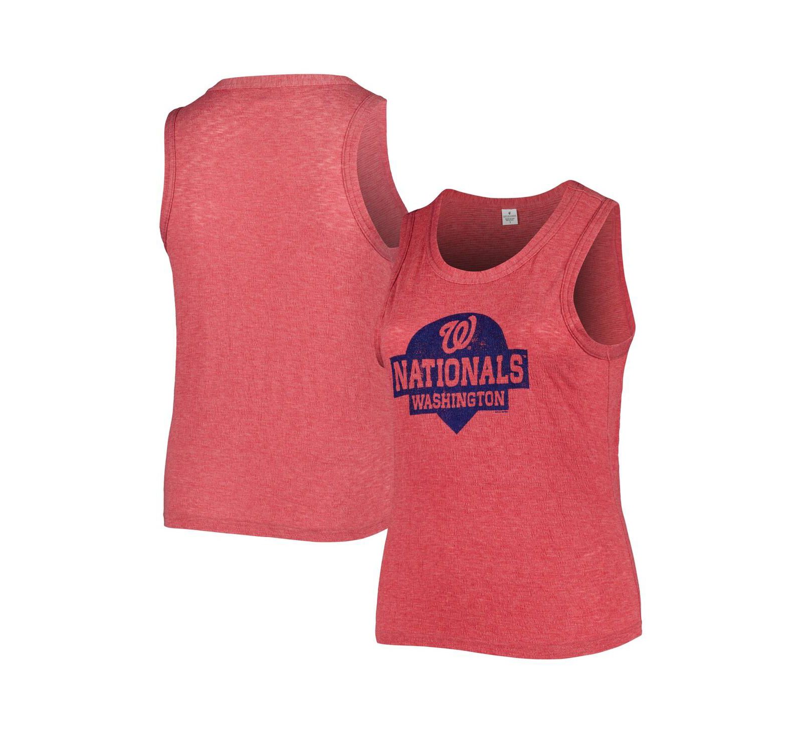 Soft as a Grape Women's Red Washington Nationals Plus Size High Neck Tri-Blend Tank Top