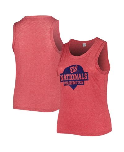 Soft as a Grape Women's Red Washington Nationals Plus Size High Neck Tri-Blend Tank Top