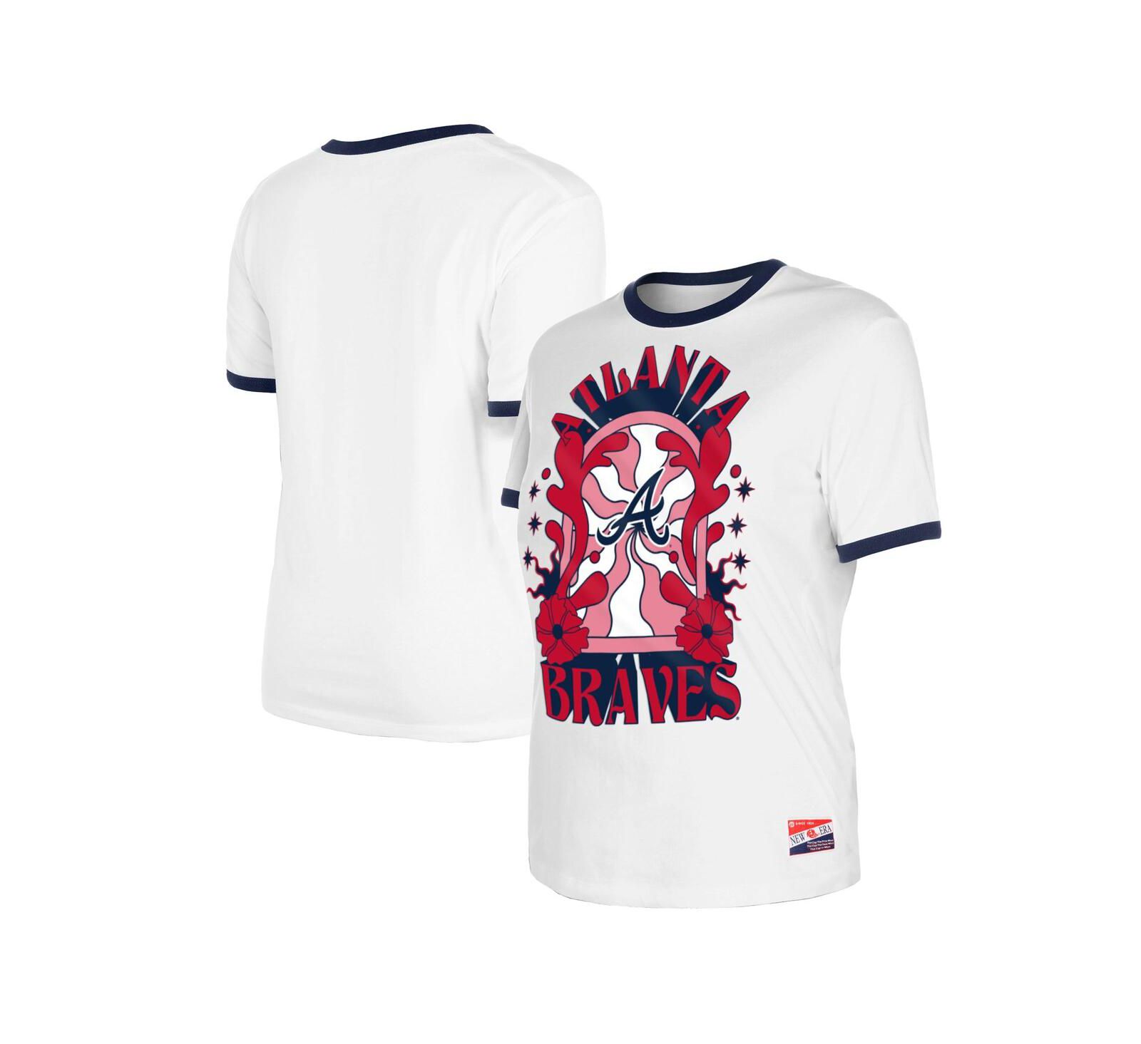 New Era Women's White Atlanta Braves Oversized Ringer T-Shirt