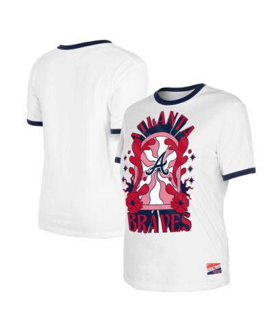 New Era Women's White Atlanta Braves Oversized Ringer T-Shirt