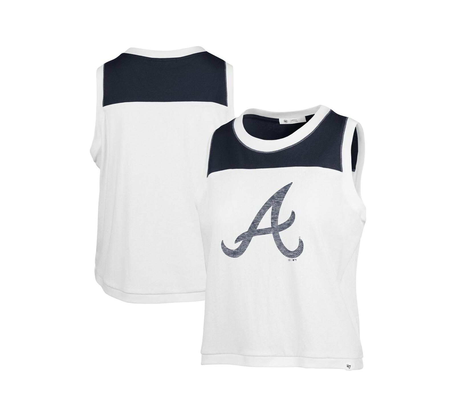Женская майка '47 Brand White/Navy Atlanta Braves Plus Size Muscle Tank Top