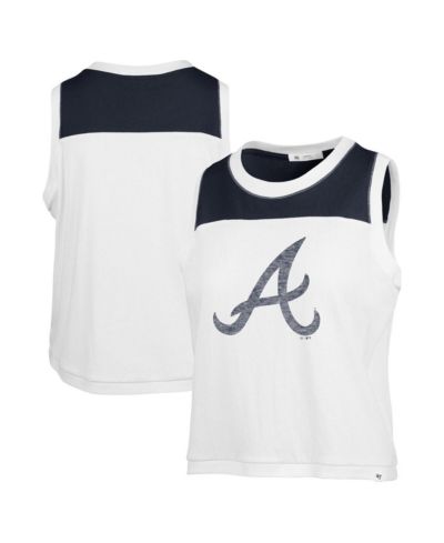 '47 Brand Women's White/Navy Atlanta Braves Plus Size Waist Length Muscle Tank Top