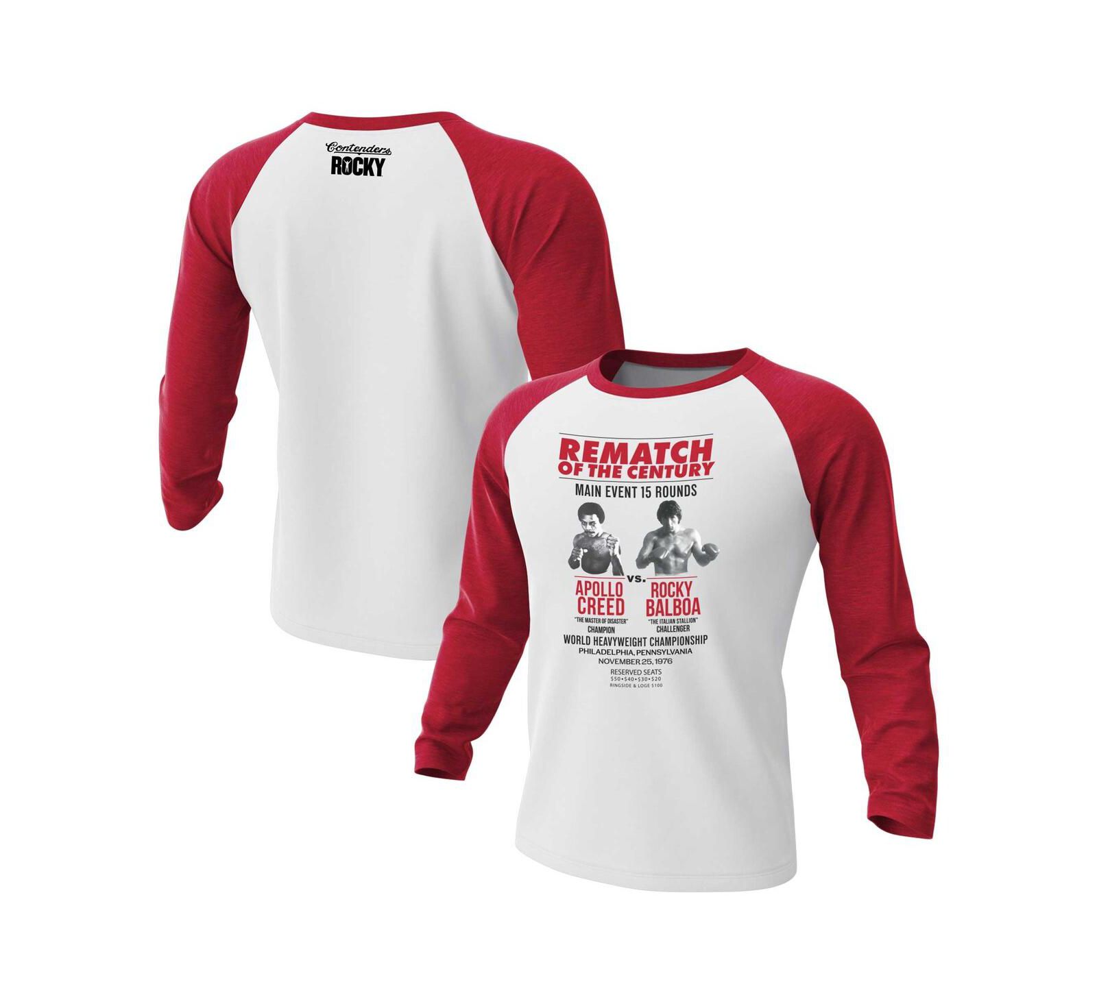 Contenders Clothing Men's White/Red Rocky Rematch of the Century 3/4-Sleeve Raglan T-Shirt