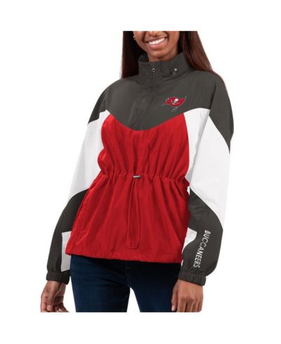 G-III 4Her by Carl Banks Women's Red/Pewter Tampa Bay Buccaneers Tie Breaker Lightweight Quarter-Zip Jacket