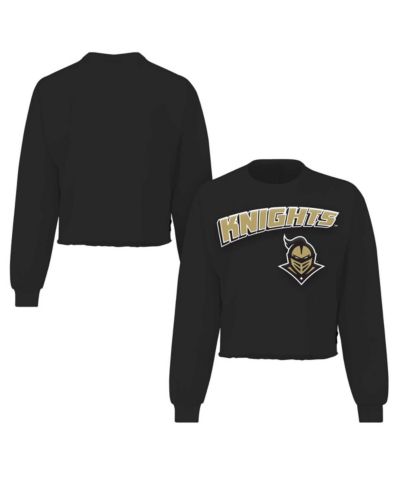 Spirit Jersey Women's Black UCF Knights Slouchy Cropped Long Sleeve T-Shirt