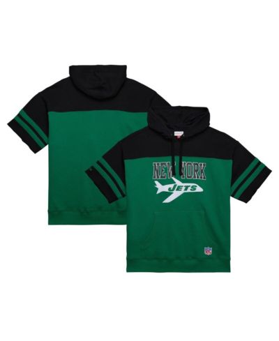 Mitchell & Ness Men's Kelly-Green New York Jets Off Field Vintage-like Logo Short Sleeve Pullover Hoodie