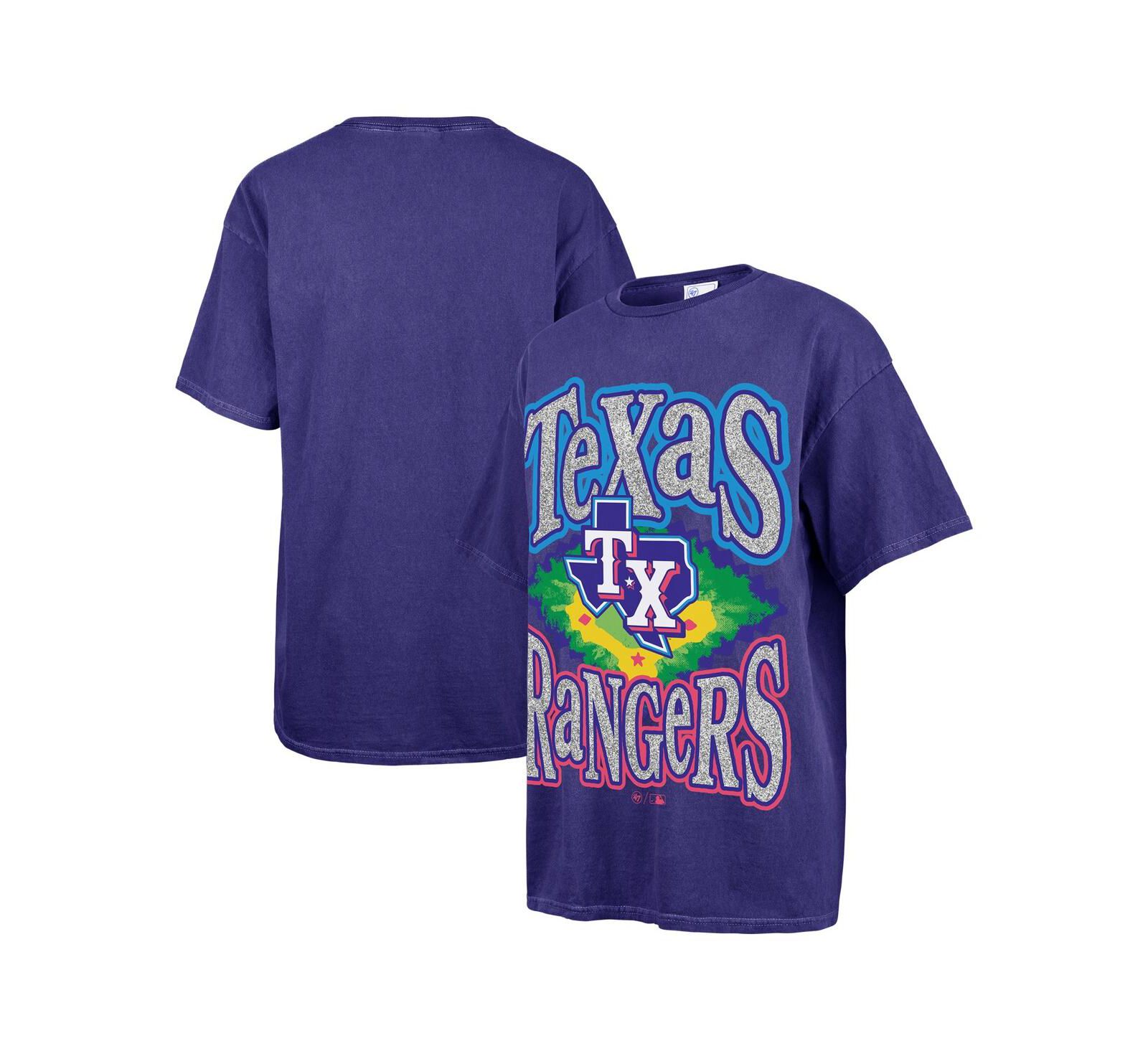 '47 Brand Women's Navy Texas Rangers Flashing Lights Boyfriend T-Shirt
