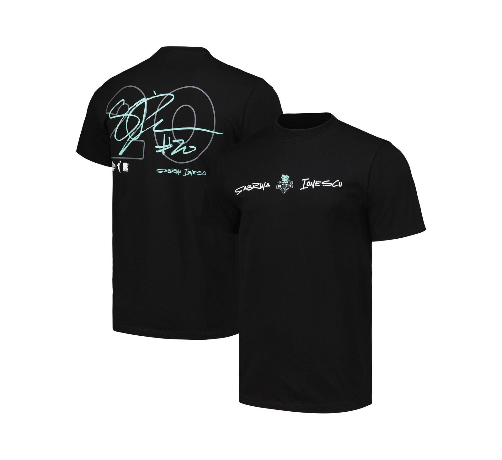 Round21 Men's and Women's Sabrina Ionescu Black New York Liberty Player Signature Name & Number T-Shirt