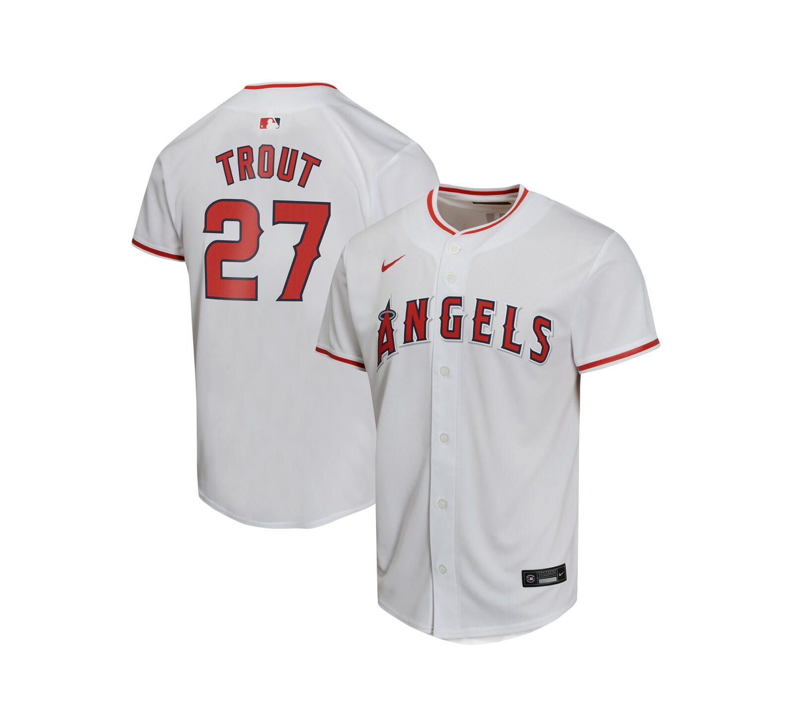Nike игровая джерси Mike Trout Los Angeles Angels, белая, для мальчиков и девочек