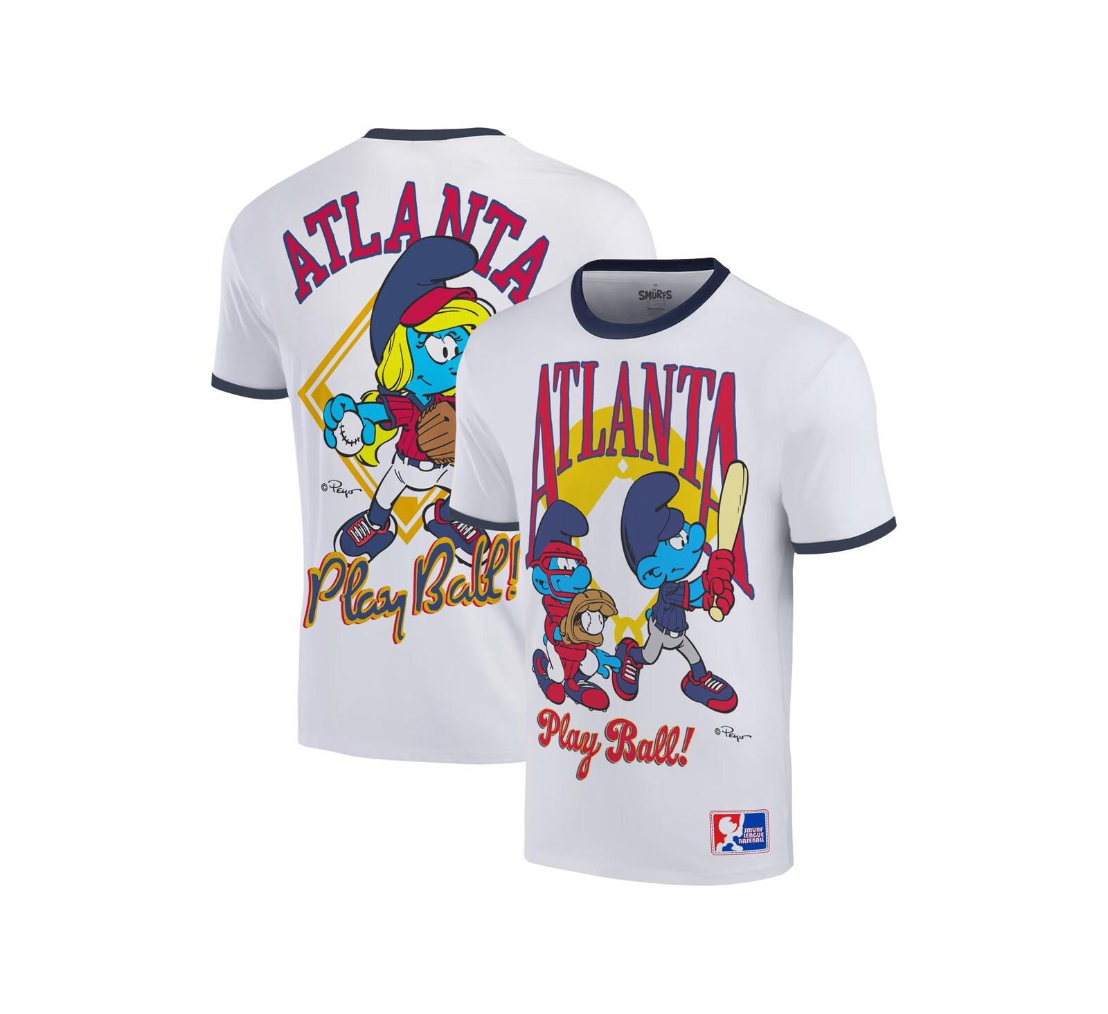 Мужская футболка Ripple Junction White the Smurfs Atlanta Baseball Ringer