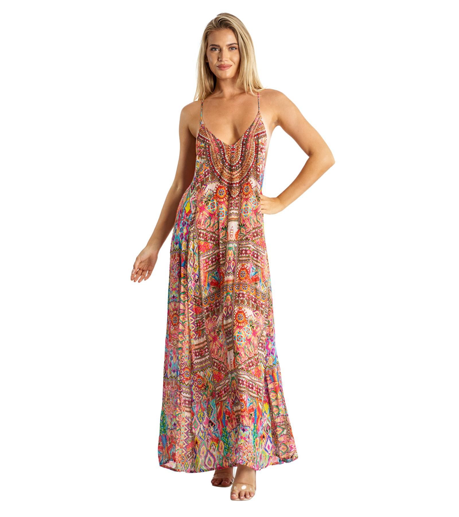 La Moda Clothing Женское платье макси с вырезом лодочкой