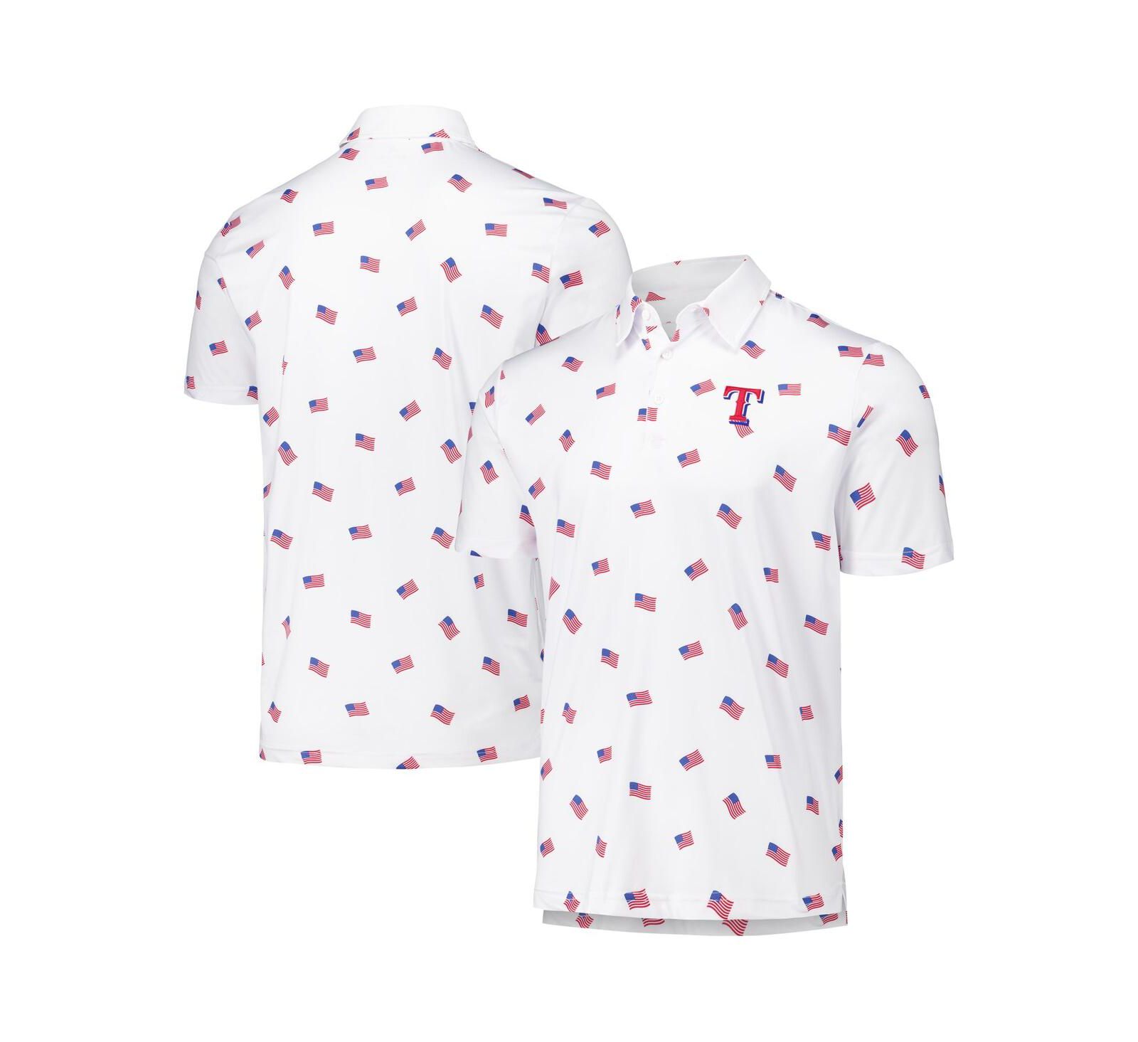 Antigua Men's White Texas Rangers Americana Polo
