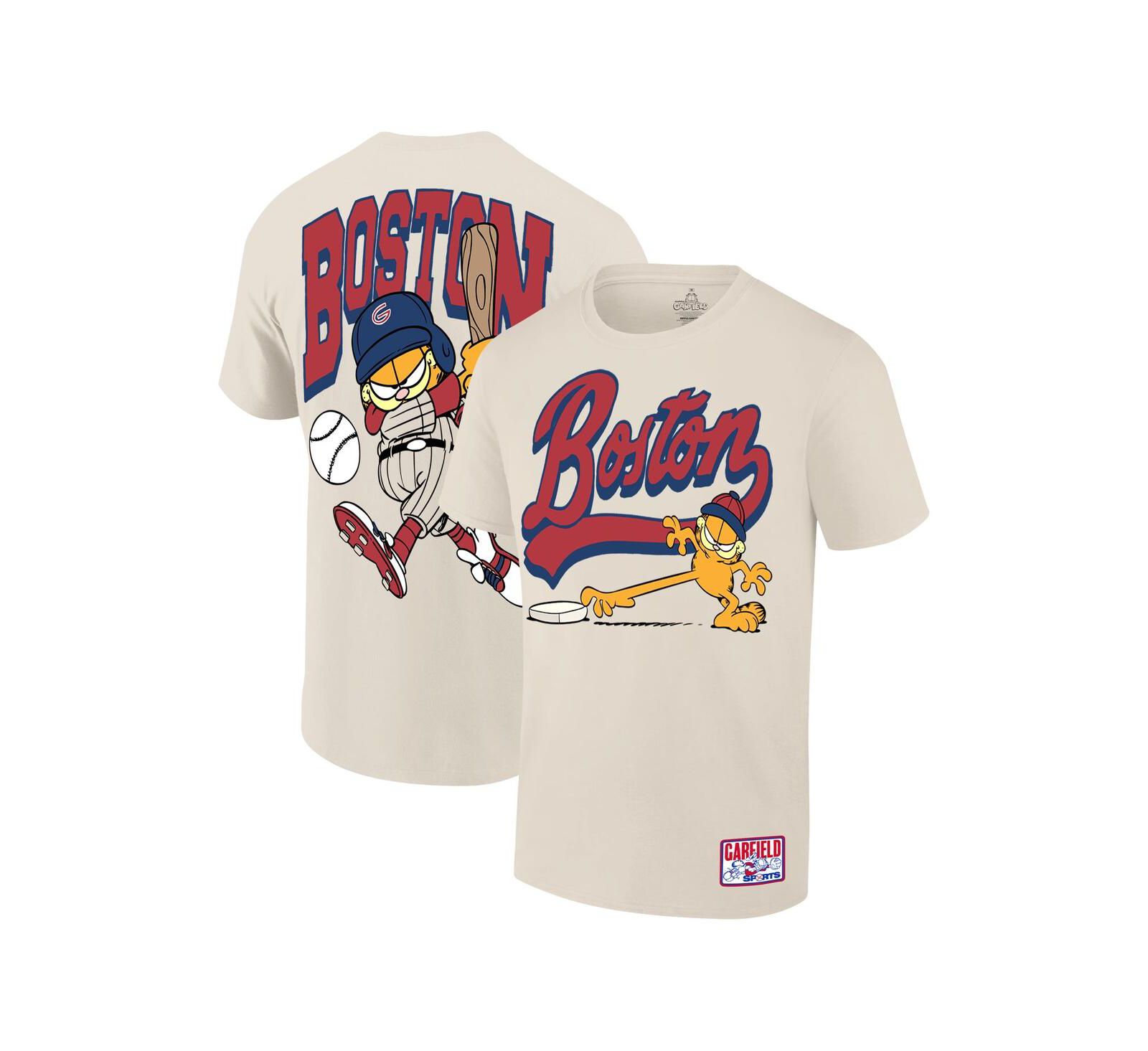 Ripple Junction Men's Cream Garfield Boston Baseball T-Shirt
