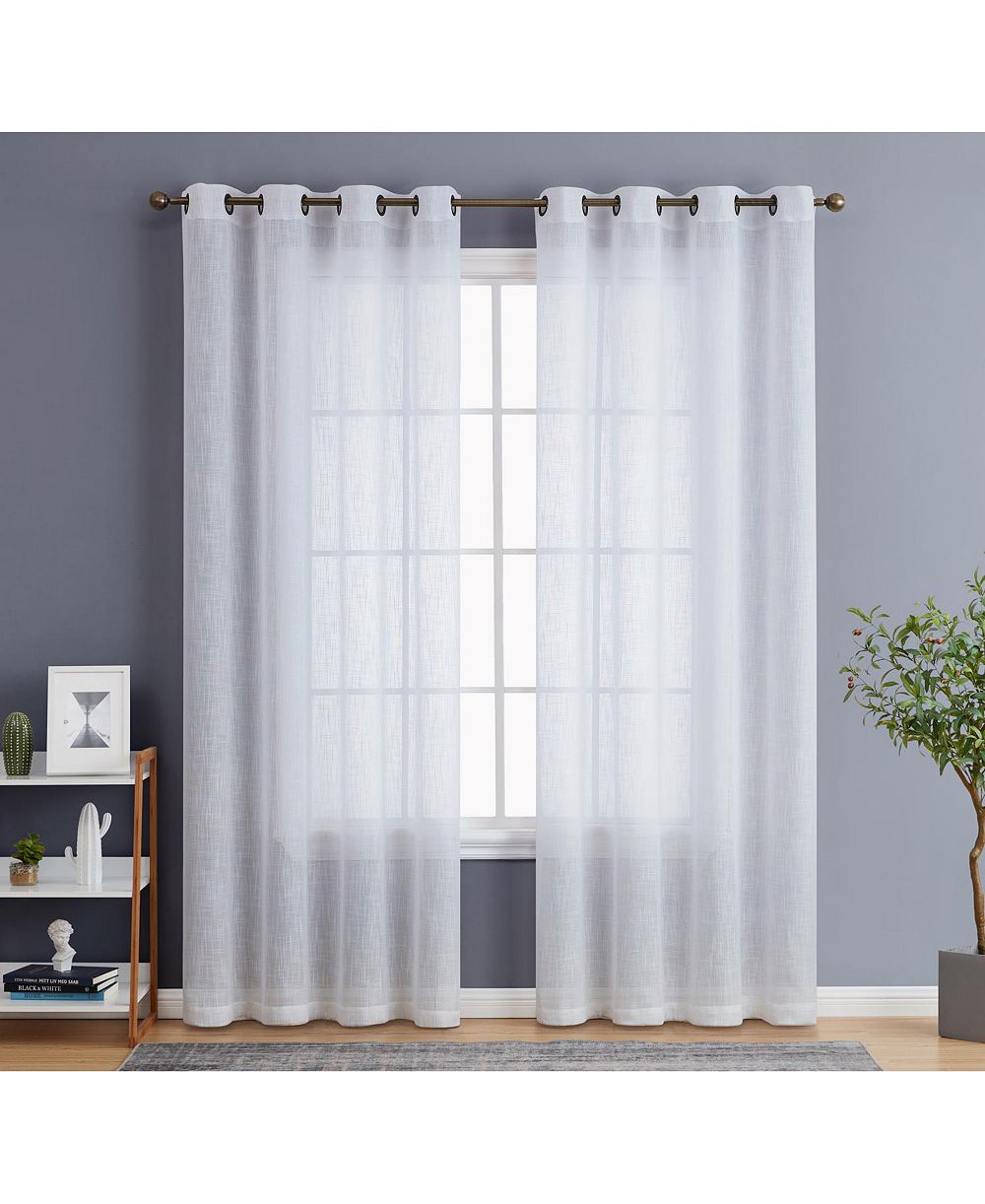 HLC.me комплект из 2 штор Abbey Faux Linen полупрозрачные с люверсами
