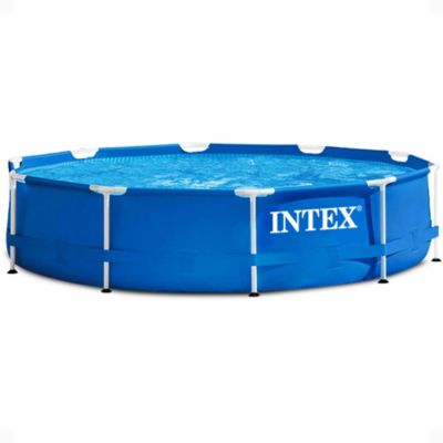 Intex 10 Foot x 30 Inch Above Ground Round Swimming Pool, (Pump Not Included)