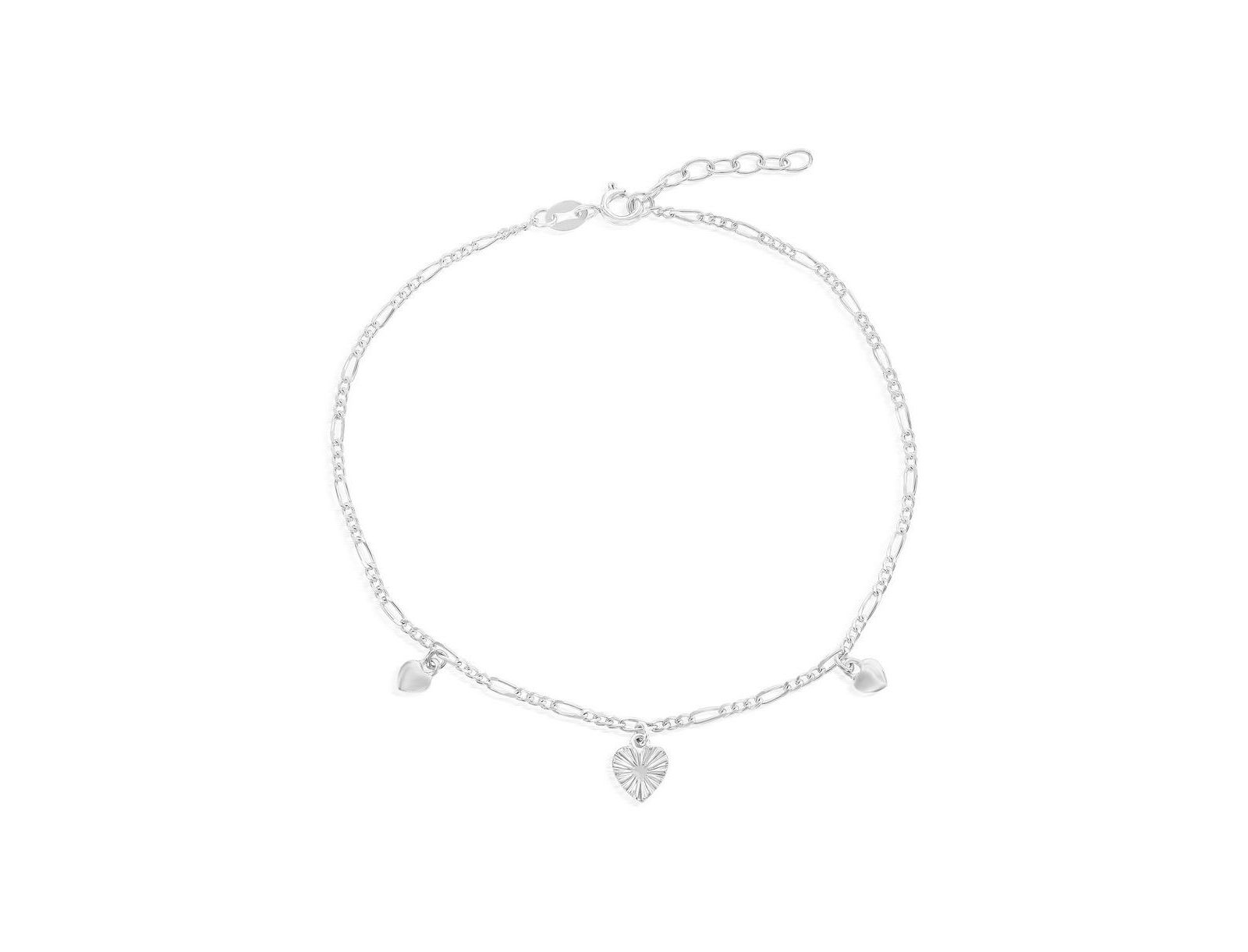 Simona Sterling Silver Heart Charm Anklet