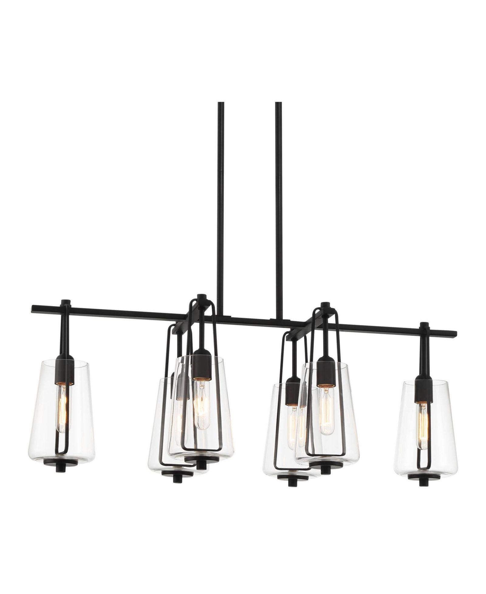 Современная люстра-подвеска Possini Euro Design Wexford Black Island Linear Clear Glass 6-Light