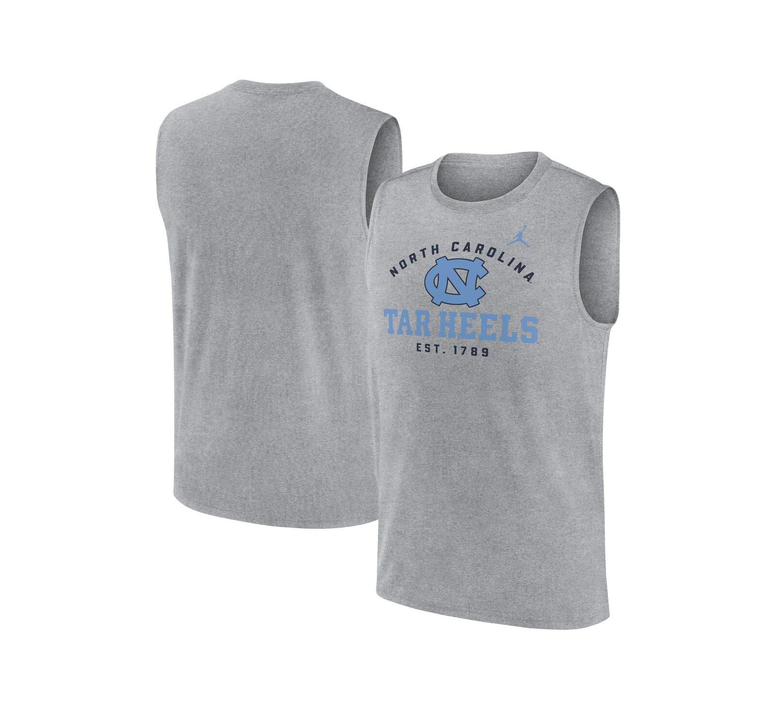 Jordan Men's Heather Gray North Carolina Tar Heels Primetime Legend Lock Up Performance Muscle Tank Top