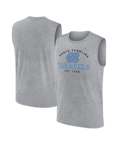 Jordan Men's Heather Gray North Carolina Tar Heels Primetime Legend Lock Up Performance Muscle Tank Top