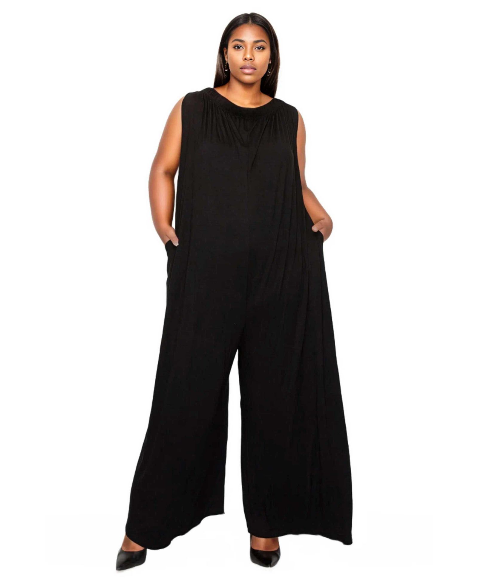 L I V D Plus Size Olson Wide Leg Pocket Jumpsuit