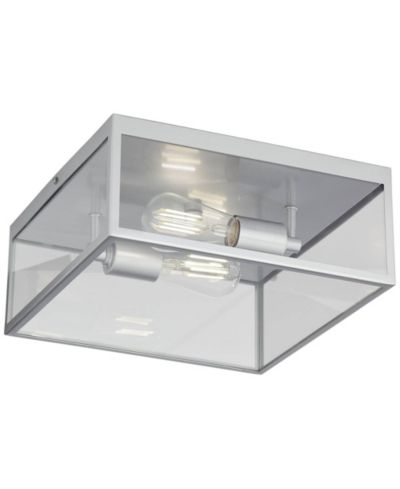 John Timberland Titan 12" Wide Matte Silver Square Indoor-Outdoor Ceiling Light
