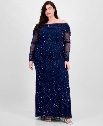 Вечернее платье B Darlin Trendy Plus Size Off-The-Shoulder Pearl Gown