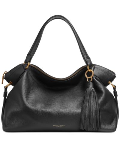 Кожаная сумка-саквоچ Donna Karan New York Glenwood с деталями в виде кисточек