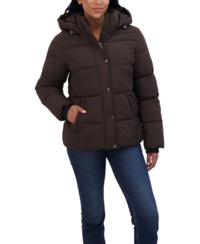 Женская укороченная утепленная куртка Sebby Collection Short Hooded Stretch Puffer