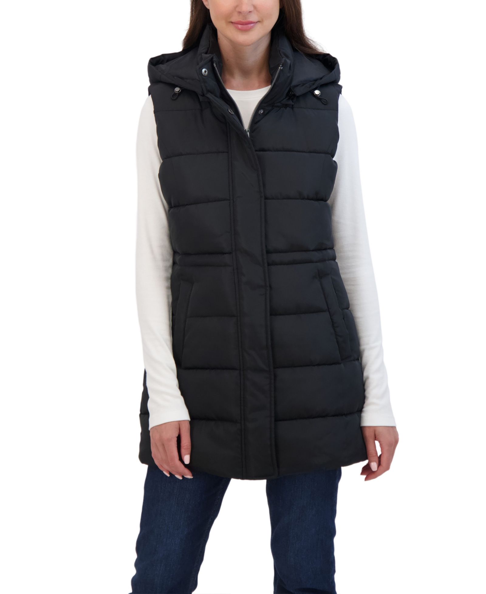 Sebby Collection Women's Puffer Vest With Drawstring Waist