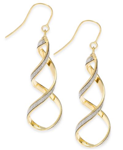 Серьги-подвески Italian Gold Glitter Twist Drop в 14k Gold