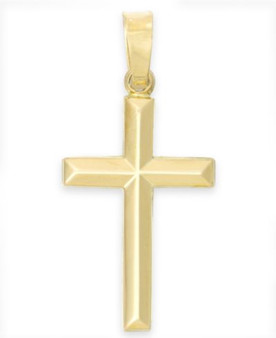 Tube Cross Pendant in 14k Gold