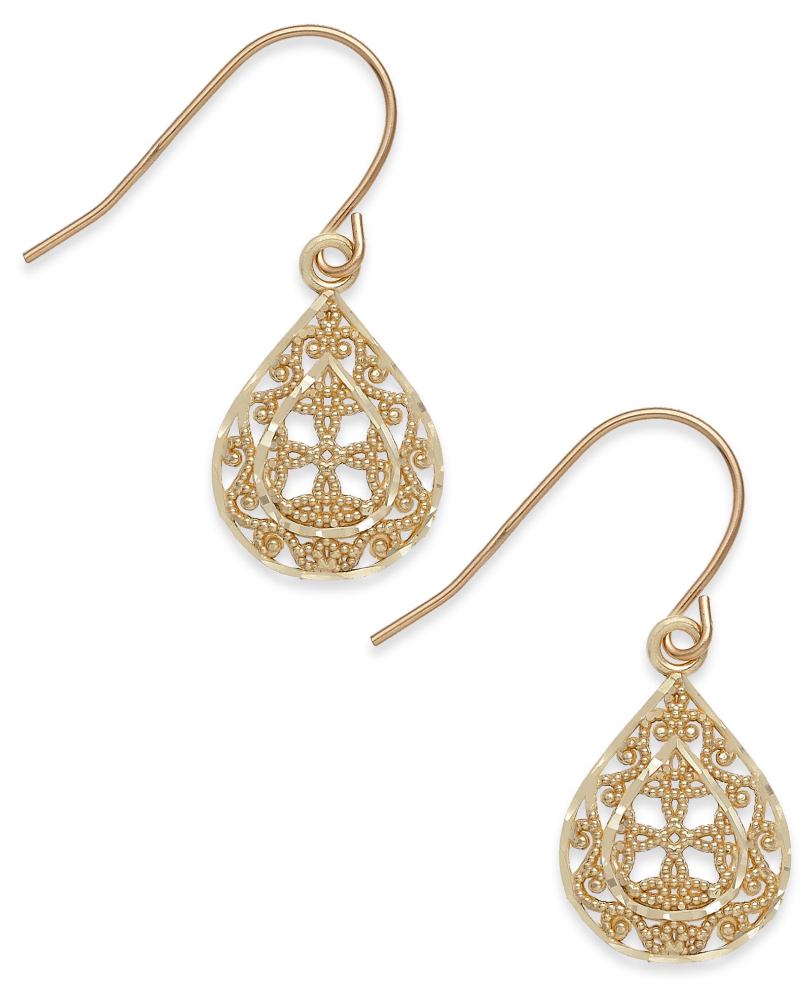 Серьги Filigree Teardrop из золота 10k