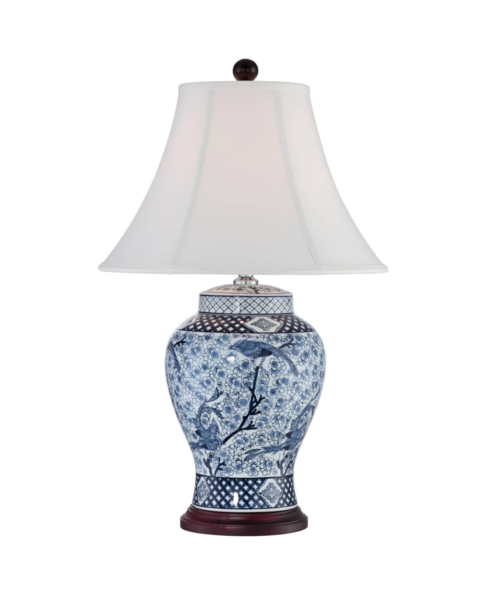 Barnes and Ivy Shonna Traditional Ginger Jar Table Lamps 27" Tall Porcelain with Tabletop Dimmer Shade for Bedroom Living Room Bedside